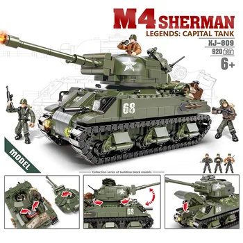 Мировая война США M4 Sherman Legends Capital Танк Мега Блок Ww2 Масштаб 1:36 Армейские Фигурки Строительные Кирпичи Игрушки
