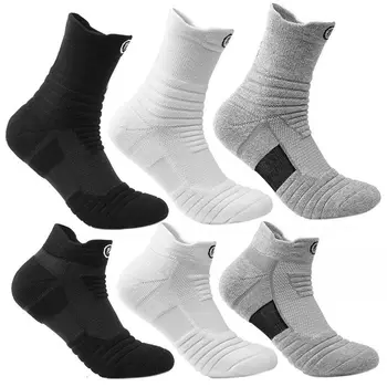 3 Пары Мужских спортивных носков из 100% хлопка, Толстые носки для бега на открытом воздухе, Футбольные Баскетбольные Влагоотводящие Дышащие Носки, Длинные Короткие Носки в стиле Sox