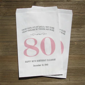 50ШТ. Сумки для подарков на 80-й день рождения - Подарки на День Рождения для взрослых - Сумки для подарков на день рождения - 80-й День рождения - Сумки для подарков - Пакеты для конфет - Milest Изображение 2
