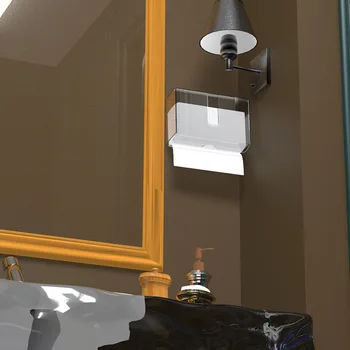 акриловый Настенный Диспенсер для бумажных полотенец с крышкой, прозрачный держатель для бумажных полотенец в сложенном виде для ванной, туалета и кухни Изображение 2