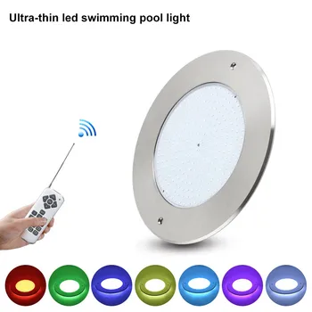 Ультратонкие светодиодные светильники для бассейна, заполненные смолой, Красочные подводные лампы RGB AC12V IP68, светодиодные водонепроницаемые лампы из нержавеющей стали