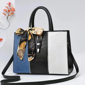 Высококачественные деловые сумки через плечо Контрастных цветов, модная сумка из кожи крокодиловой кожи на одно плечо