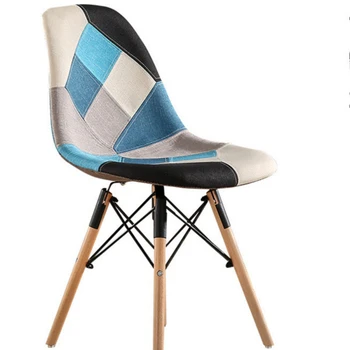Многоцветный Обеденный стул С обивкой из современной ткани, Обеденный стул в стиле Пэчворк, Барные стулья С ножками из натурального дерева