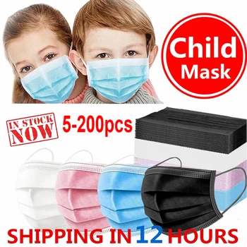 Детские маски, одноразовая детская маска, нетканый фильтр, дышащая детская маска, 3 слоя, защита от пыли, детские маскарильи