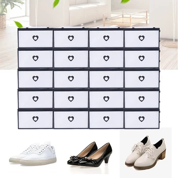24 Ящика, Прозрачный Ящик, Органайзер для хранения Обувной коробки, пластиковый штабелируемый складной шкаф для одежды