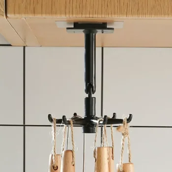 Многоцелевые крючки без перфорации, вращающийся на 360 градусов Кухонный крючок, Вешалка для взвешивания, Аксессуары для хранения на домашней кухне 2022 Изображение 2