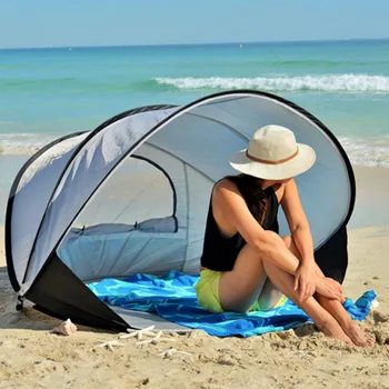 Летняя уличная пляжная палатка из полиэстера UPF 50 + Sun Shelter автоматическая всплывающая пляжная палатка для маленьких детей Изображение 2