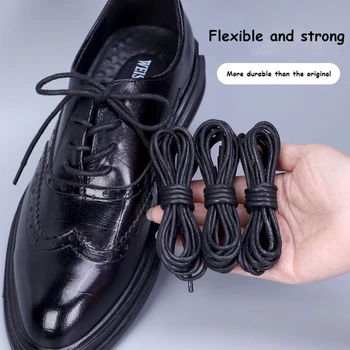 1 Пара хлопчатобумажных вощеных шнурков для обуви, Круглые Кожаные Шнурки для Ботинок Оксфорд, водонепроницаемые шнурки Длиной 60/80/100/120/140/180 см