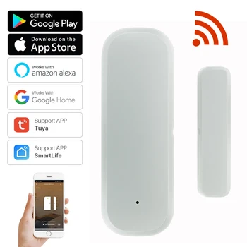 Tuya WiFi Дверной датчик со звуковой сигнализацией, детектор открытия/закрытия окна, Независимый магнитный датчик, работа с Alexa Google Home Изображение 2