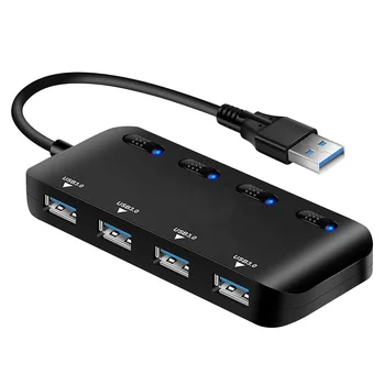4-Портовый Концентратор USB 3.0 С защитой от тока, Расширение Разветвителя данных, Адаптер для настольного ноутбука Type-c