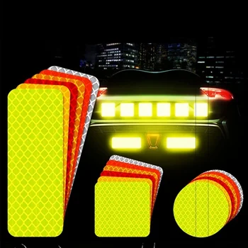 10 шт. Автомобильная светоотражающая наклейка для ночного предупреждения, знак безопасности дорожного движения, Автомобильная Светоотражающая лента, Светящийся автомобильный бампер, Светоотражающий материал