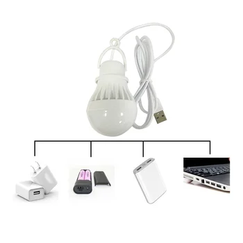 USB-лампочка, светодиодная Портативная лампа для кемпинга, Мини-лампочка, 5 В, Книжная лампа с кнопкой переключения, настольная лампа для учебы, яркая Изображение 2