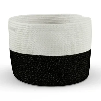 Роскошное круглое напольное ведро из черной металлической плетеной веревки - идеальное решение для домашнего декора.