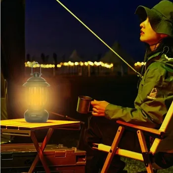 Портативный походный фонарь, USB Перезаряжаемый, Освещение для палатки, светодиодный фонарь, Подвесной светильник для кемпинга, Аварийное оборудование, фонарик Изображение 2