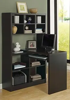 Домашний офис, Книжный шкаф, Полки для хранения, Установка, L-Образная форма, Для работы, Ноутбук, Ламинат, Белый Компьютерный стол с левым или Правым углом