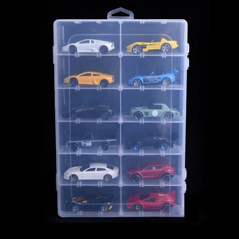 Прозрачная витрина для хранения игрушечных автомобилей с 12 сетками для Hot Wheels/машинок из спичечных коробков, кукол.Держатель контейнера для переноски, домашний органайзер