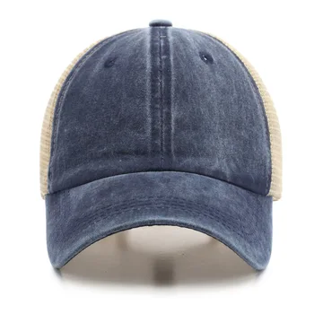 Модная уличная шляпа Дальнобойщика, хлопковая джинсовая сетчатая кепка, бейсбольная кепка для мужчин, женская сетчатая кепка для гольфа, Дышащая пляжная бейсболка Изображение 2