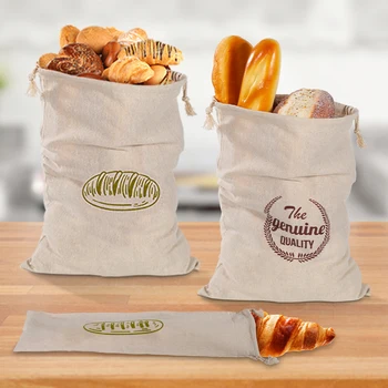 Льняная сумка для хлеба, многоразовая хлопковая сумка для хранения на Шнурке, буханка домашнего хлеба, свежие экологически чистые сумки для покупок Тостов Изображение 2