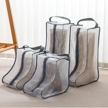 сумка для хранения ботинок Водонепроницаемая пылезащитная прозрачная сумка для защиты обуви переносной карман для ботинок на молнии для домашнего хранения в путешествиях Изображение 2