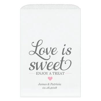 50 сумок Love is sweet - Сумка Love is sweet с угощением - Свадебные сумки для шоколадных батончиков - Сумки для конфет для душа новобрачных Изображение 2