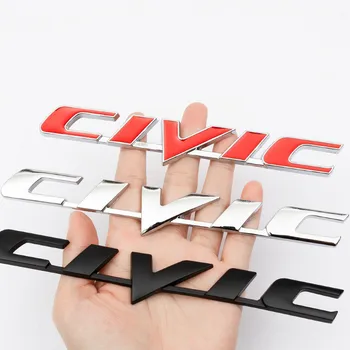 Автомобильная 3D Металлическая Эмблема Значок Наклейка для автомобиля Honda Civic Задний хвост Багажник Буквы Наклейки с логотипом Отличительные знаки Автоаксессуары Для Укладки автомобилей Изображение 2