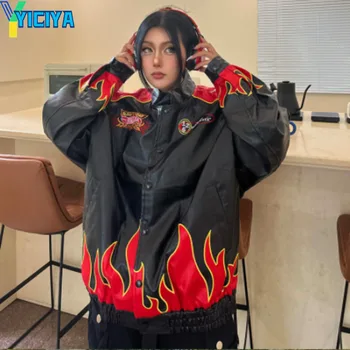 Куртка YICIYA, пальто-бомбер, женская новинка в верхней одежде, черные университетские бейсбольные куртки, мотоциклетное пальто с вышивкой 