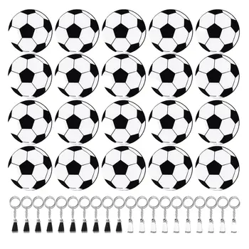 Футбольные акриловые заготовки для брелоков В комплект входят 20 футбольных брелоков с 20 кисточками, кольца для брелоков, набор сувениров для футбольных вечеринок