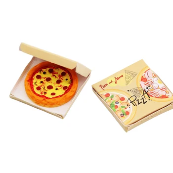 1 комплект 1: 12 Кукольный домик Миниатюрная пицца с упаковочной коробкой Модель Кухонные принадлежности для декора кукольного дома Детские игрушки для ролевых игр Изображение 2