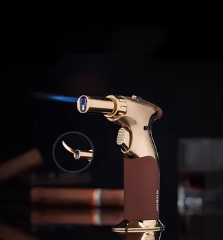 ZhongBang 529A, прямая зажигалка, пистолет-распылитель для сахара, креативная металлическая ветрозащитная зажигалка для сигар с двойным пламенем