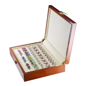 Шкатулка для ювелирных изделий емкостью 20-30 пар, окрашенная деревянная коробка для демонстрации коллекций, коробка для хранения ювелирных изделий для мужчин