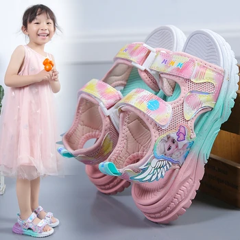 2023 Новые летние сандалии с открытым носком для девочек, дышащая пляжная обувь, повседневная обувь, сандалии для девочек Изображение 2