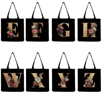 26 Английских букв, сумка через плечо с цветочным принтом, Модные Уличные сумки большой емкости для женщин, экологичные сумки на заказ