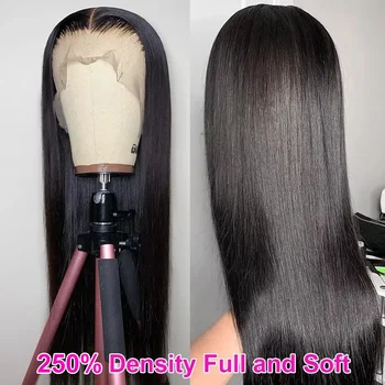 Mishell 40 46 48 дюймов, прямые парики из человеческих волос 13x4, бразильские парики из человеческих волос Remy, для чернокожих женщин, плотность 250 Изображение 2