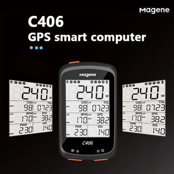 Magene C406 Велосипедный GPS компьютер Беспроводной спидометр Умный водонепроницаемый MTB дорожный Совместим с датчиками скорости ANT + Bluetooth