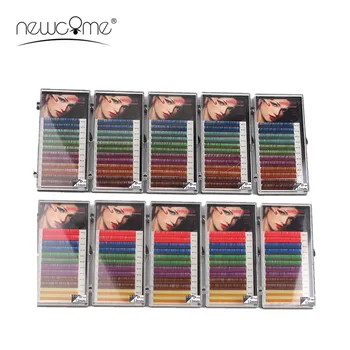 NEWCOME 100% Индивидуальное наращивание ресниц ручной работы, накладные ресницы из синтетических волос Rainbow 6 цветов Искусственных ресниц