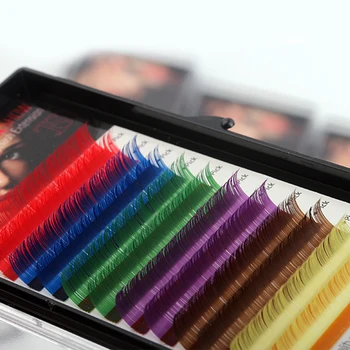 NEWCOME 100% Индивидуальное наращивание ресниц ручной работы, накладные ресницы из синтетических волос Rainbow 6 цветов Искусственных ресниц Изображение 2