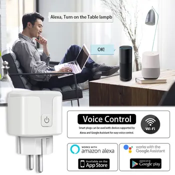 Интеллектуальная розетка Голосовое управление через Alexa Google Home Защита от перезаряда Статистика электроэнергии Tuya Мониторинг мощности розетки WiFi Изображение 2