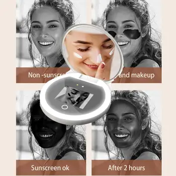 УФ-камера Визуализирует Солнцезащитное зеркало для макияжа Лица С подсветкой Для Солнцезащитного Крема Портативное Светодиодное Косметическое Зеркало для макияжа 2023