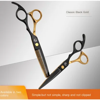 Золотые/ черные 6-дюймовые плоские ножницы для филировки, профессиональные ножницы для стрижки волос, острые, прочные и со сверхвысоким внешним видом