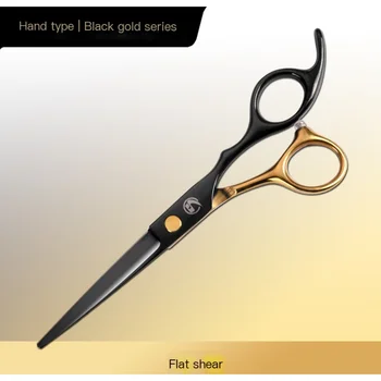 Золотые/ черные 6-дюймовые плоские ножницы для филировки, профессиональные ножницы для стрижки волос, острые, прочные и со сверхвысоким внешним видом Изображение 2