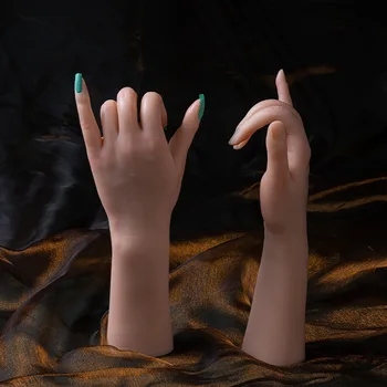 Силиконовая модель для тренировки рук, инструмент для обучения искусству маникюра, Женский Манекен, рука для маникюра, Фотография, Ювелирный дисплей TGQ02