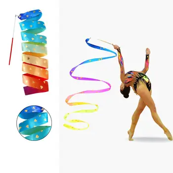 Художественная Танцевальная тренировка, Яркая Цветная лента для художественной гимнастики, очень мягкая Гладкая Гибкая палочка для танцоров, вращающаяся для детей