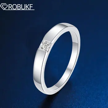 Кольца из стерлингового серебра 925 пробы для женщин и мужчин с бриллиантом из муассанита 0,3 карата, Обручальное кольцо с простым обещанием, кольцо из белого золота 18 карат