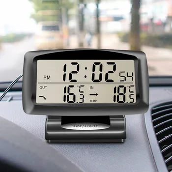 Автомобильный термометр Цифровой Будильник Автоматический Датчик температуры транспортных средств с подсветкой Автомобильная электроника Автомобильные часы Часы на приборной панели Изображение 2