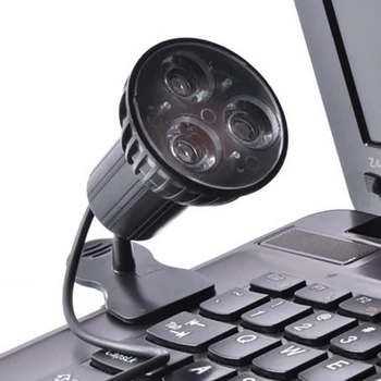 1 шт. Лампа для чтения с вращением на 360 °, 3 светодиодных ночника для защиты глаз, USB пластиковая клавиатура, светильник для портативных ПК, черный Изображение 2