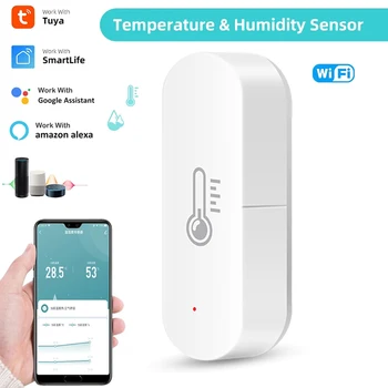 Датчик температуры и влажности Tuya Smart Home Wifi Работает с Alexa и Google Home Assistant Smartlife Концентратор не требуется Изображение 2