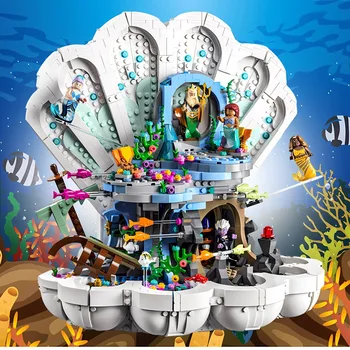 Новая креативная сказочная раковина Русалки, Дворцовые строительные блоки MOC 43225, Морская принцесса, кирпичи, собранные игрушки, подарок для детей