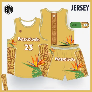 Баскетбольные комплекты BASKETMAN Для мужчин Летние майки в Богемном стиле на Гавайях Шорты Униформа Быстросохнущие спортивные костюмы для фитнеса Мужские