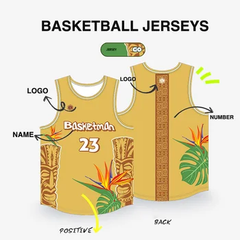 Баскетбольные комплекты BASKETMAN Для мужчин Летние майки в Богемном стиле на Гавайях Шорты Униформа Быстросохнущие спортивные костюмы для фитнеса Мужские Изображение 2