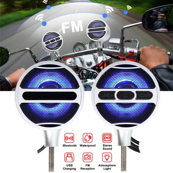 3-дюймовый мотоциклетный Bluetooth-динамик, Мото Аудио, MP3 FM-радиоплеер, аудиосистемы для мотоциклов со светодиодной подсветкой